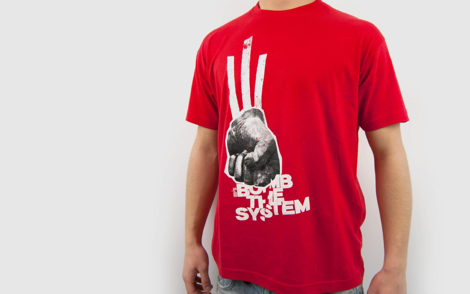 ED'S BOMB THE SYSTEM Online Shop T-Shirt Fist Red