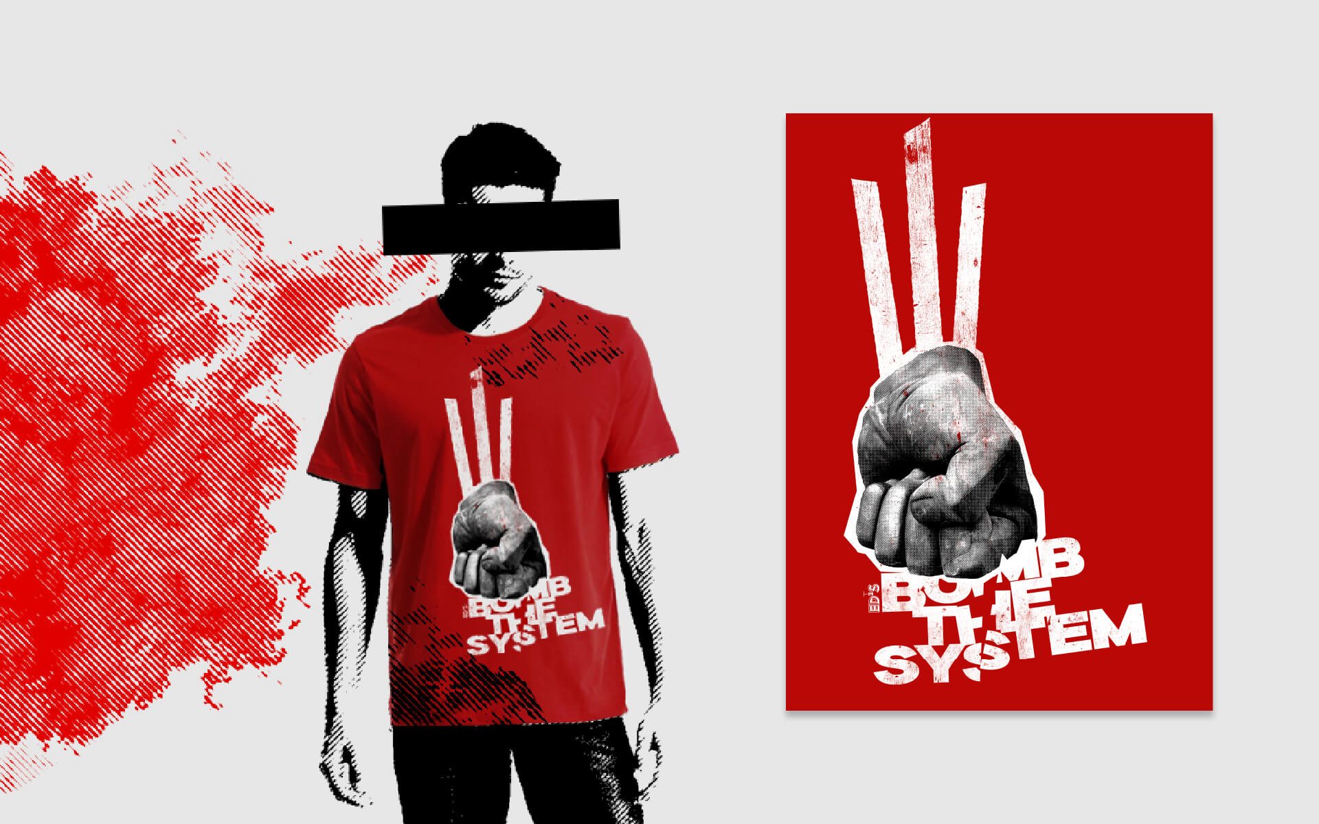 ED'S BOMB THE SYSTEM T-Shirt Illustration Fist