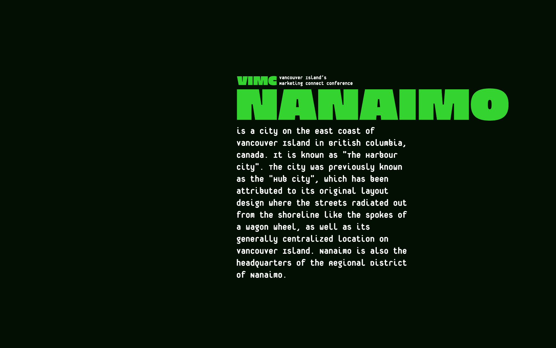 Vancouver Island Marketing Connect Branding Text Presentation